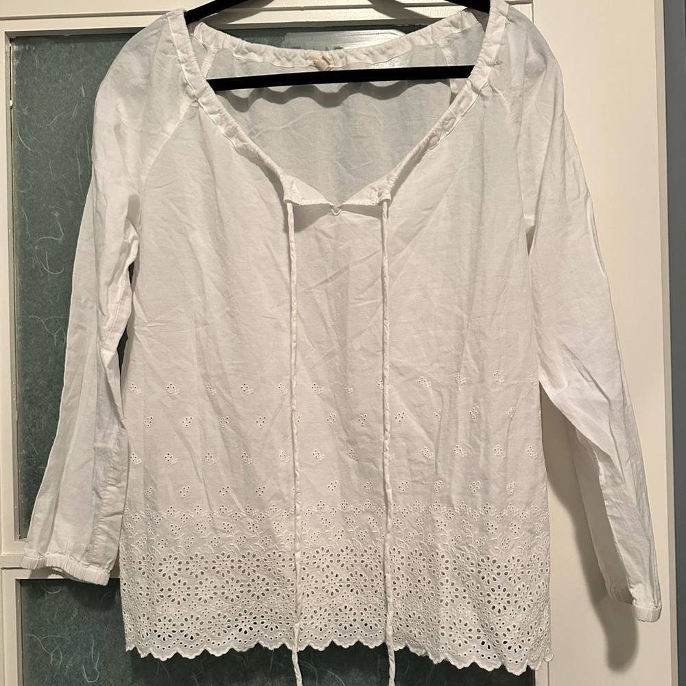 J. Crew White Eyelet Blouse